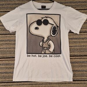 SNOOPY Joe Cool Changes White‎ Single Stitch Mens T Shirt Sz Medium VTG 90s